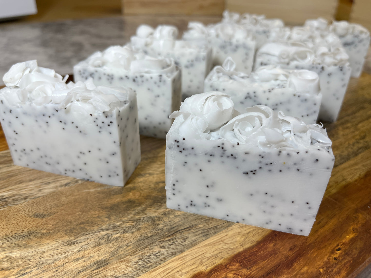 Pure Coconut Soap Bar – Poppy Seeds, Goat's Milk, Coconut & Santal fragrance